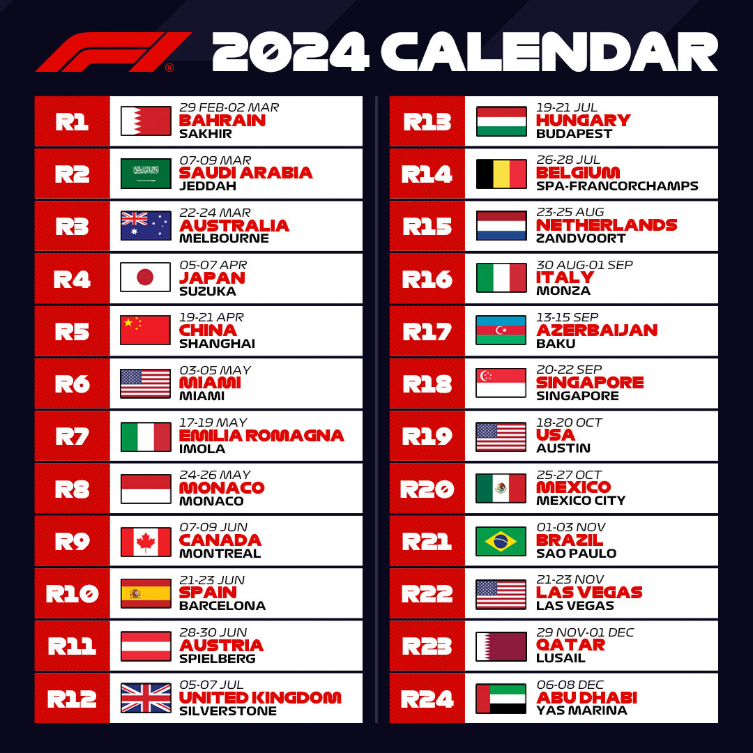 F1 2024 Calendar